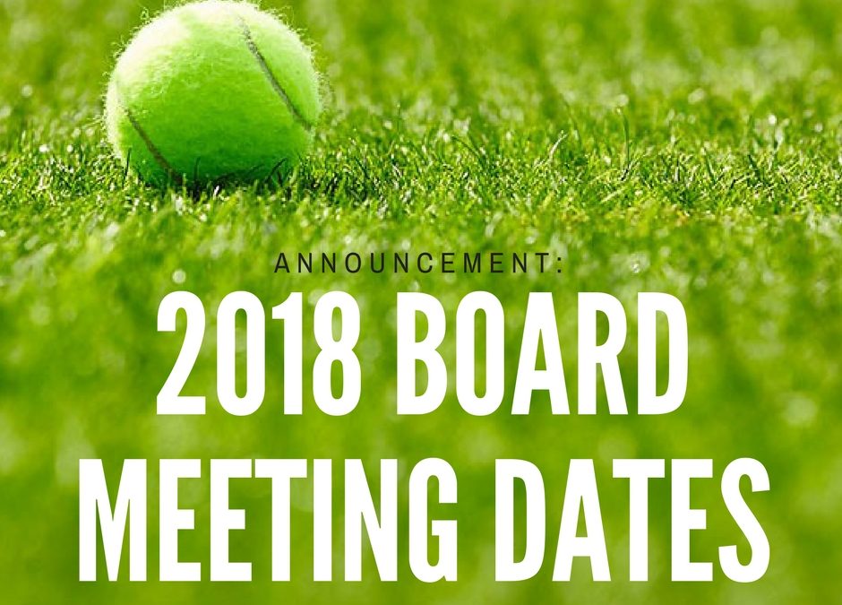 2018 Board Meeting Dates Announced